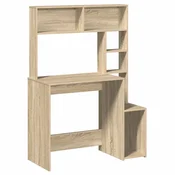 Vidaxl Pisalna miza s policami sonoma hrast 100x45x140 cm inž. les
