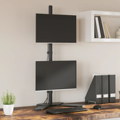 vidaXL Dvojni nosilec za monitor črno jeklo VESA 75/100 mm