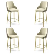 Hanah Home Set barskih stolica Enox, 4 komada, Krem-zlatni