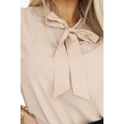 140-25 Business blouse with long sleeves and front ties - beige