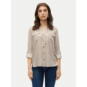 VERO MODA Bluza Bumpy  svetlo rjava / bela