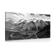 Slika čudovita gorska panorama v črnobeli izvedbi - 60x40
