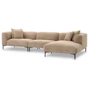 Casa Padrino luxury corner sofa sand/black 343.5 x 99-177 x H. 75 cm - living room sofa with 4 pillows - Living room furniture - Living room furnishings - Luxury furniture - Luxury furnishings