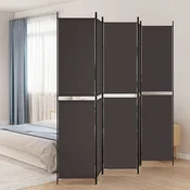 Sobna pregrada s 5 panela smeda 250x220 cm od tkanine