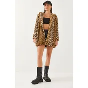 Bianco Lucci Womens Hooded Leopard Patterned Fur 2457