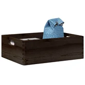 Drvena kutija s ruckama crna 40x30x13 cm puno drvo bor