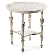 Casa Padrino luxury baroque side table antique white/brown - Round baroque style solid wood table - Luxury furniture in baroque style - Baroque furniture - Made in Italy
