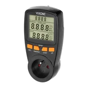 Enotarifni vatmeter, kalkulator energije z LCD zaslonom, enotarifni, vgrajena baterija, črn