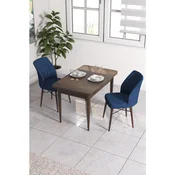Hanah Home trpezarijski set Arp, sto i 2 stolice, ploca u dekoru drveta Baroque, teget tkanina Babyface