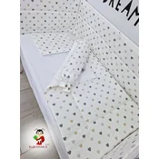 Bubamara037 Set posteljine za krevetac sa ravnom ogradicom, Beli