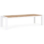 Casa Padrino luxury garden table natural/white 228-294 x 100 x H. 75 cm - Extendable garden dining table with teak table top and aluminum legs - Luxury garden & patio furniture