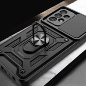 Onasi Silikonski ovitek Armor Ring z zaščito kamere za Samsung Galaxy A15 5G - črn