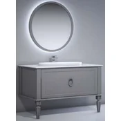 Casa Padrino luxury baroque bathroom set matt gray/white - 1 Baroque Washstand with Ceramic Washbasin & 1 Baroque LED Wall Mirror - Baroque bathroom furniture