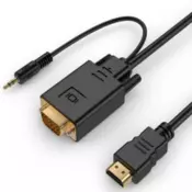 A HDMI VGA 03 10 Gembird HDMI to VGA and audio adapter cable, single port, 3m, black
