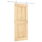 Vidaxl Drsna vrata Naravna in bela 85 x 210 cm Masiven borov les