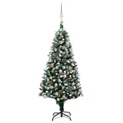 Vidaxl Umetno božično drevo z LED in kompletom krogel in storži 150 cm