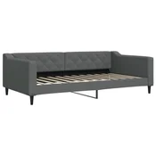 Greatstore Dnevna postelja z vzmetnico temno siva 100x200 cm blago