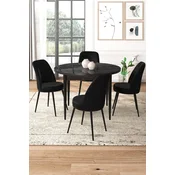 Hanah Home Set Trpezarijski sto i 4 stolice,Crni