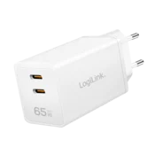shumee Hitri USB GaN stenski polnilnik 65 W 2xUSB-C PD 3.0 QC 4.0 LogiLink Cube