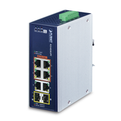 PLANET IP30 Industrial 4-Port Unmanaged Gigabit Ethernet (10/100/1000) Power over Ethernet (PoE) Blue, White