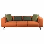Casa Padrino Luxury Sofa Orange / Black 240 cm - Living Room & Hotel Interior