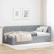 Kotna postelja Svetlo siva 90 x 200 cm blago