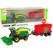 slomart Kombajn z prikolico LEAN TOYS, zeleno-rdeč