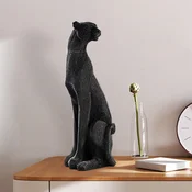 Aberto Design Dekorativna figura Leopard, 15x43x15 cm, Crna