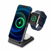 Postaja za punjenje  Tech-Protect TriPower 15W - bežični punjač za pametni telefon, Apple Watch satove i slušalice 2u1 -crna