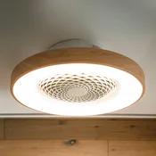 Mantra Iluminación Pametni LED stropni ventilator Tibet, v barvi lesa, tiho delovanje, premer 65 cm - Dnevna soba/jedilnica - Sodobni - svetlo leseno, belo - Kovina