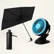 Ventilator za automobil, bežicni + kišobran za zaštitu šoferšajbne od sunca