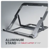 slomart AXAGON STND-LAG stojalo za prenosnik, aluminij, 10-17,3, 8 nastavitev, siva