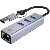 Conceptronic Conceptronic ABBY25G USB-C na Gigabit mrežni adapter s 3-portnim USB Hubom