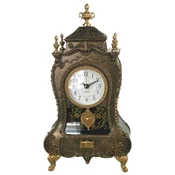 Casa Padrino baroque table clock bronze/antique gold 17 x 9 x H. 32 cm - Baroque style desk clock with melody - Baroque desk decoration - Baroque decorative accessories