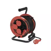 Vonkajší predlžovací kábel na bubne 25 m/4 zásuvky/čierny/guma/230V/400V/1,0 mm2