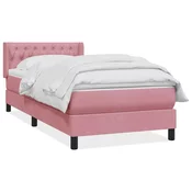 vidaXL vidaXL Box spring postelja z vzmetnico roza 90x220 cm žamet, (22053984)