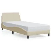 Vidaxl Posteljni okvir z vzglavjem Dover krem 80x200 cm blago