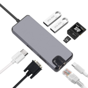 Adapter Type C na RJ45 (LAN) HDMI VGA 2xUSB 3.0 PD SD micro SD 7u1 JWD-TC32