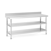 Delovna miza iz nerjavečega jekla z zgornjim delom - 180 x 60 x 16.5 cm - 226 kg - 2 polic - Royal Catering