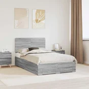 Vidaxl Konstrukcija postelje Siva Sonoma 135 x 190 cm Konstruiran les