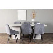 Venture Design Jedilna miza in komplet stolov 200x90x75 cm, miza bela in siva