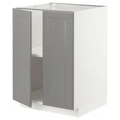 METOD Podni element s policama/2 vrata, bela/Bodbyn siva, 60x60 cm