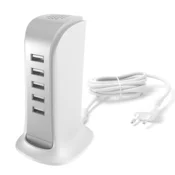 DUDAO DUDAO ŁADOWARKA SIECIOWA 5X USB Z WBUDOWANYM KABLEM SIECIOWYM EU BIAŁY (A5EU)