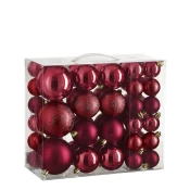 Novoletne PVC bunke, temno rdeče, premer 4, 6 in 8 cm, 46 kosov
