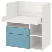 SMASTAD Radni sto, bela plava/s 2 fioke, 90x79x100 cm
