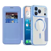 Etui SmartMag Book z Magsafe tehnologijo in RFID denarnico za iPhone 17 Pro Max - light blue