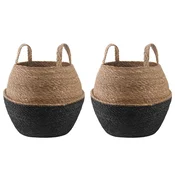 Saksija za biljke s ruckama 2 pcs Crna O 32 x 32 cm