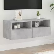 Zidni TV ormaric siva boja betona 80 x 30 x 30 cm drveni
