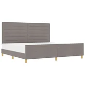Vidaxl Konstrukcija postelje z vzglavjem Taupe 200 x 200 cm blago