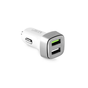 Fc mini avtopolnilec 2usb port Compact bel kvadraten